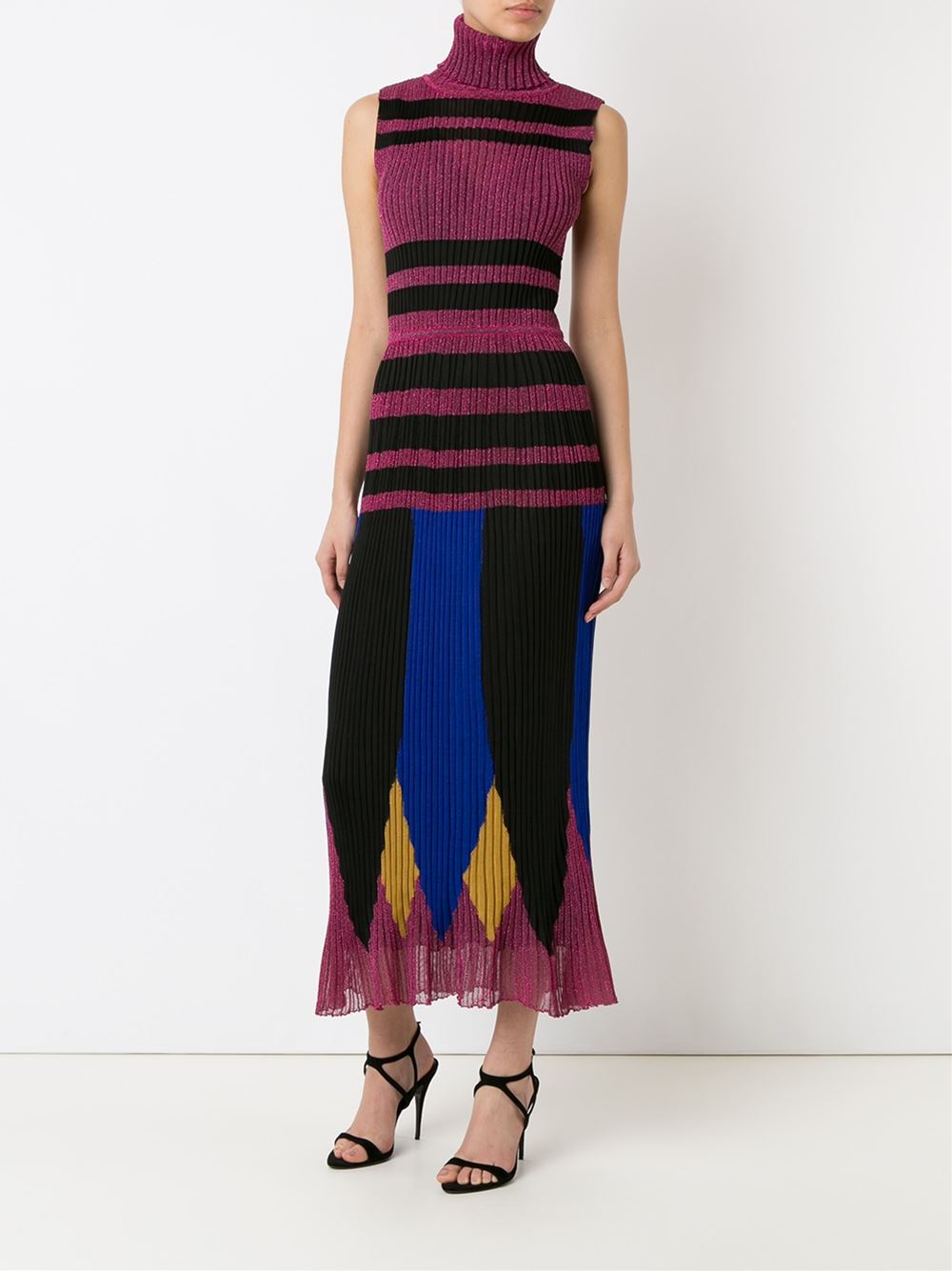 turtle neck ribbed knit dress