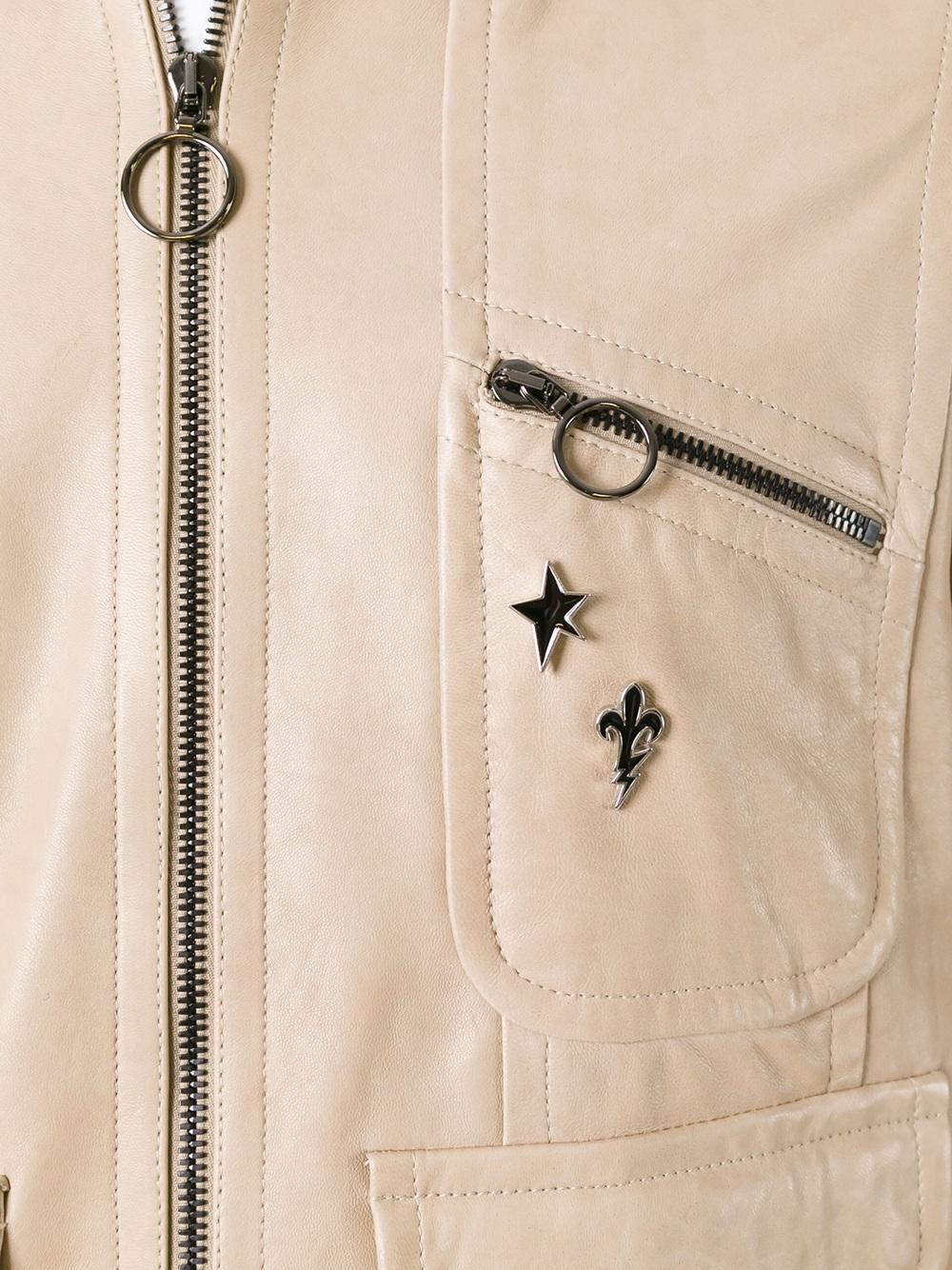 pins leather bomber jacket