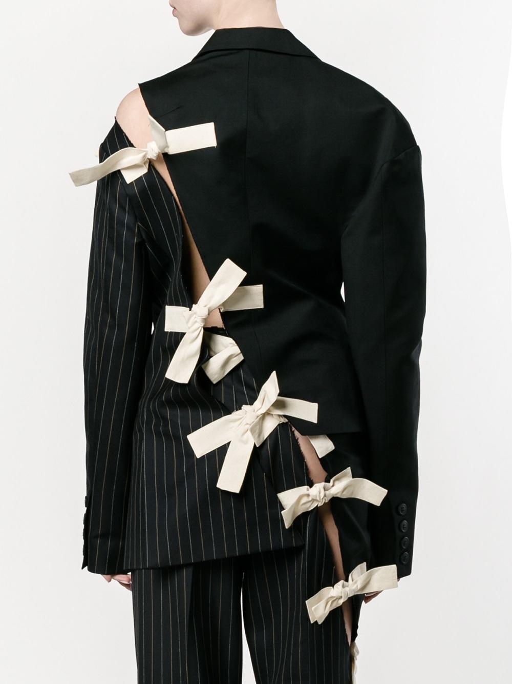 bow detail deconstructed blazer