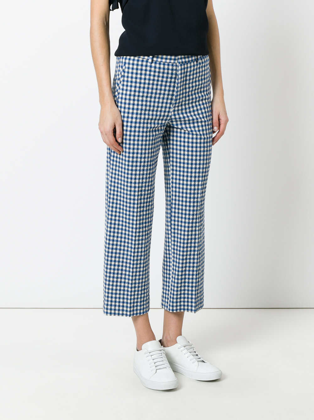 gingham check cropped trousers