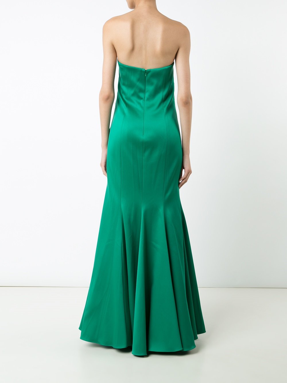 ruffled waist strapless gown