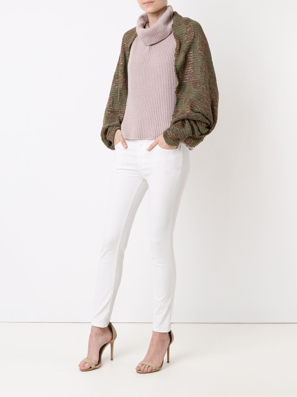 open-front tricot blouse