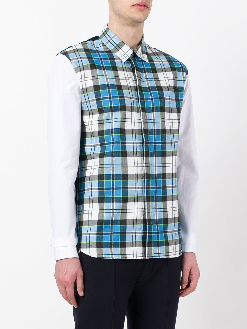 panelled checked shirt