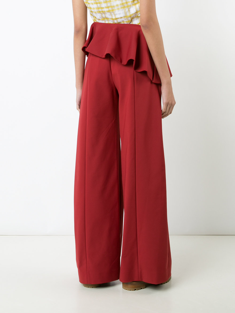 pleated trim palazzo pants