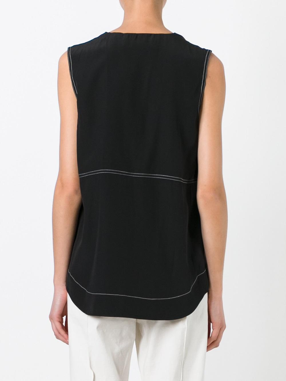 sleeveless contrast stitch blouse