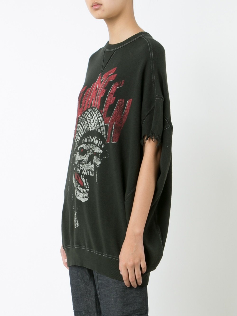 skull print distressed sweatshirt
