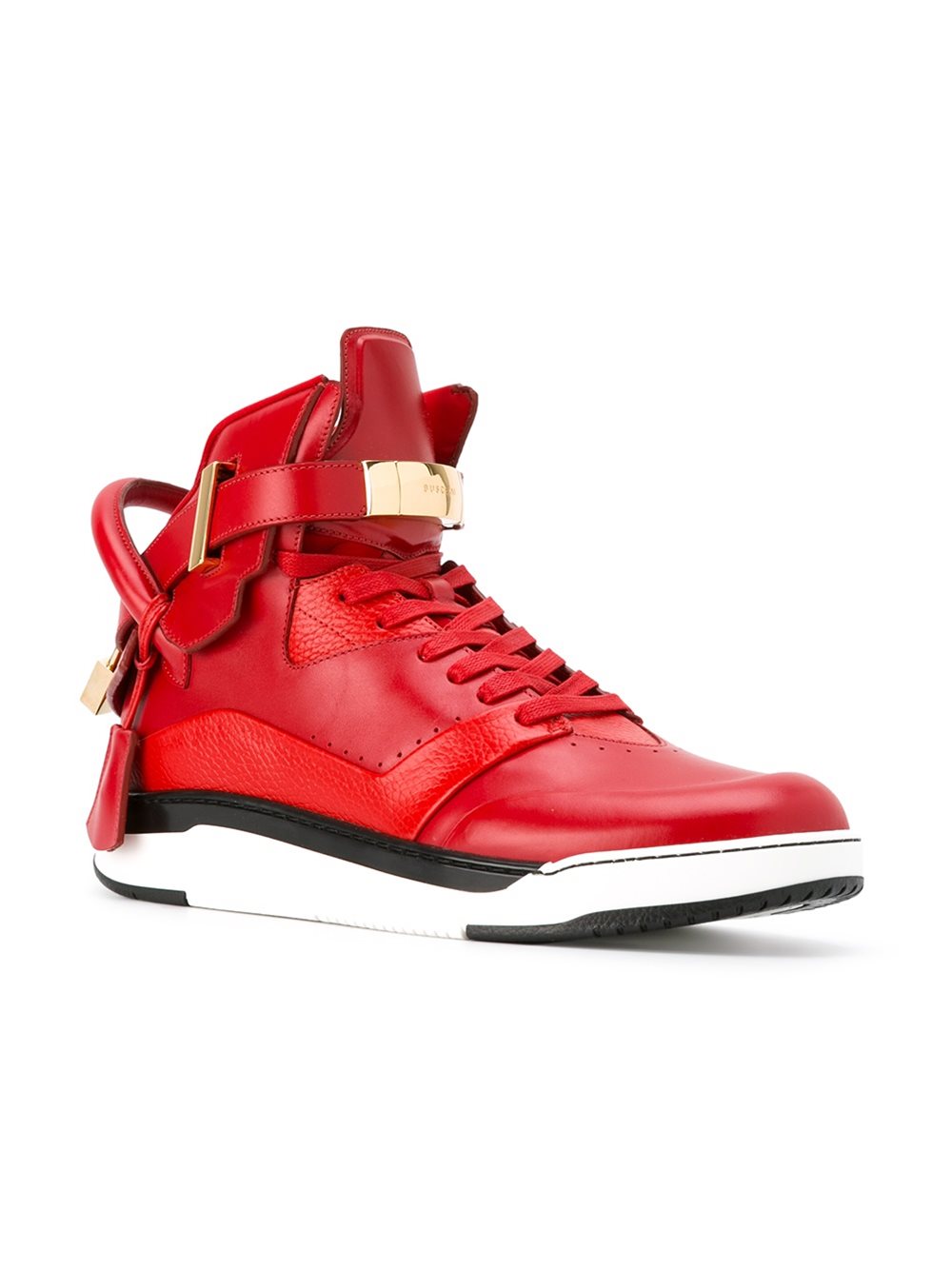 buckled hi-top sneakers