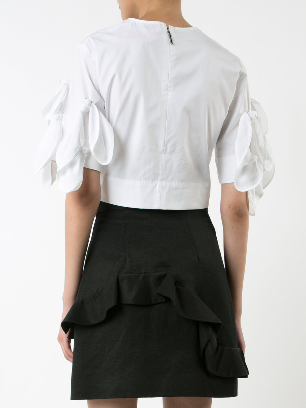 ribbon sleeve crop top