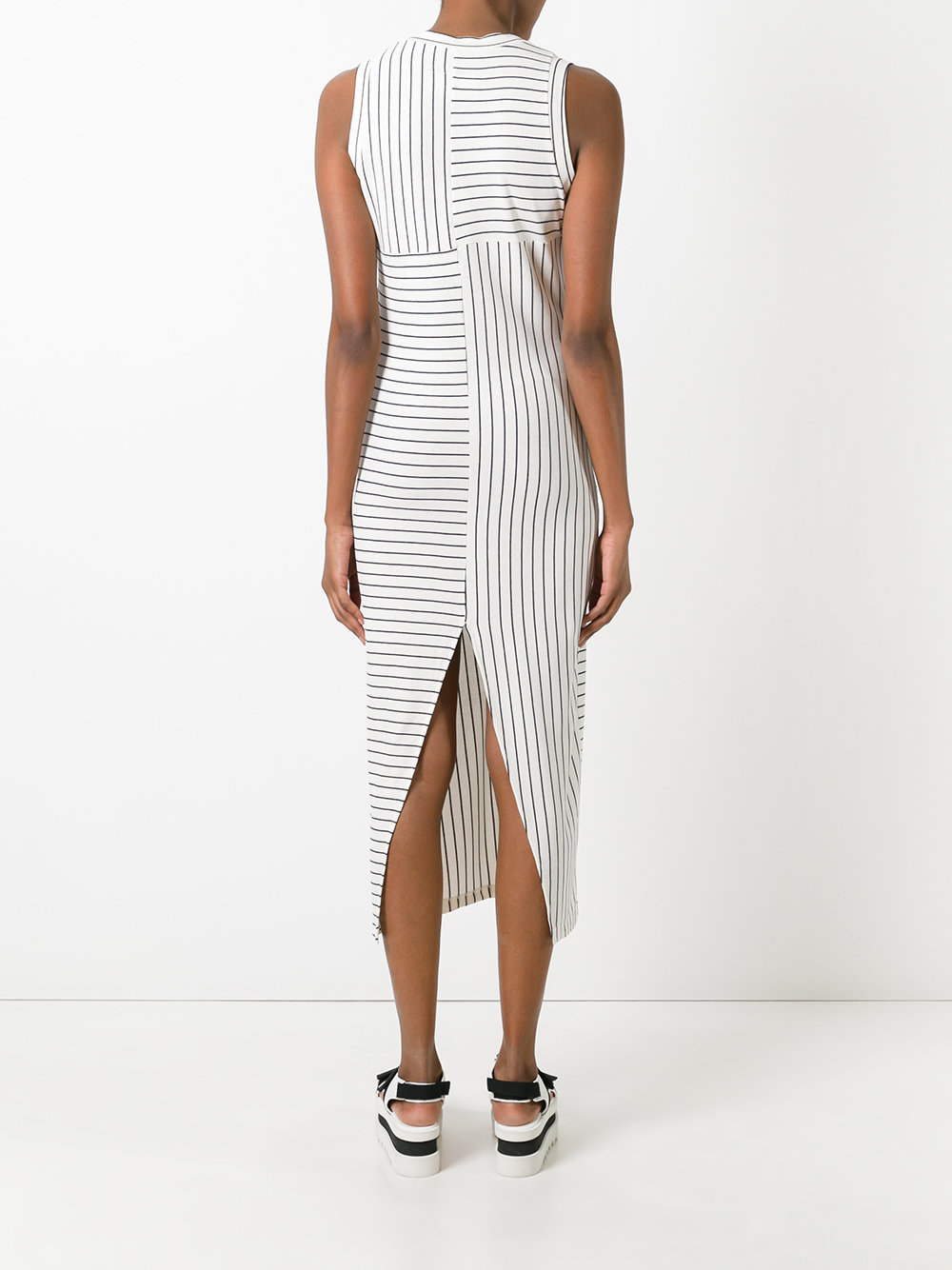striped fitted midi dress