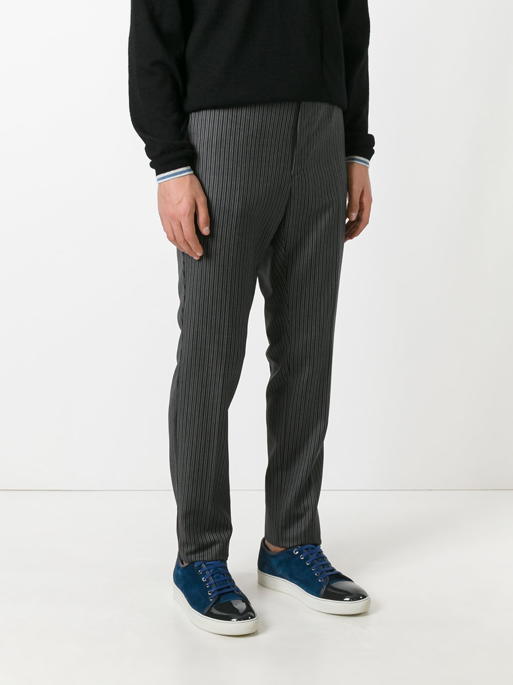 top stitched striped trousers