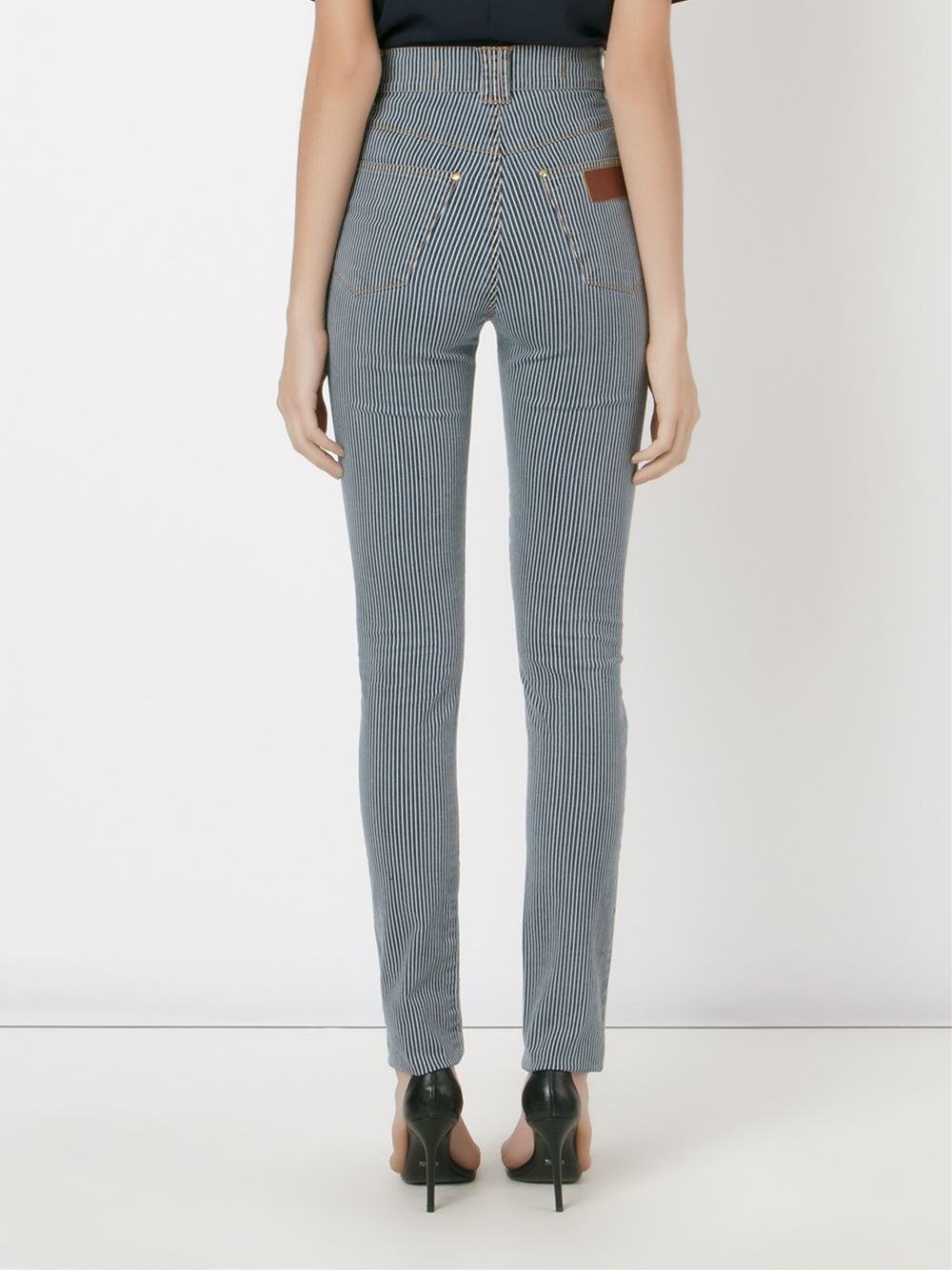 striped high waist skinny trousers