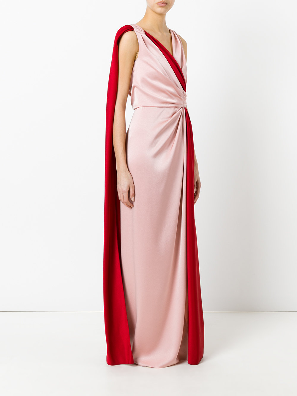 contrast sash evening gown