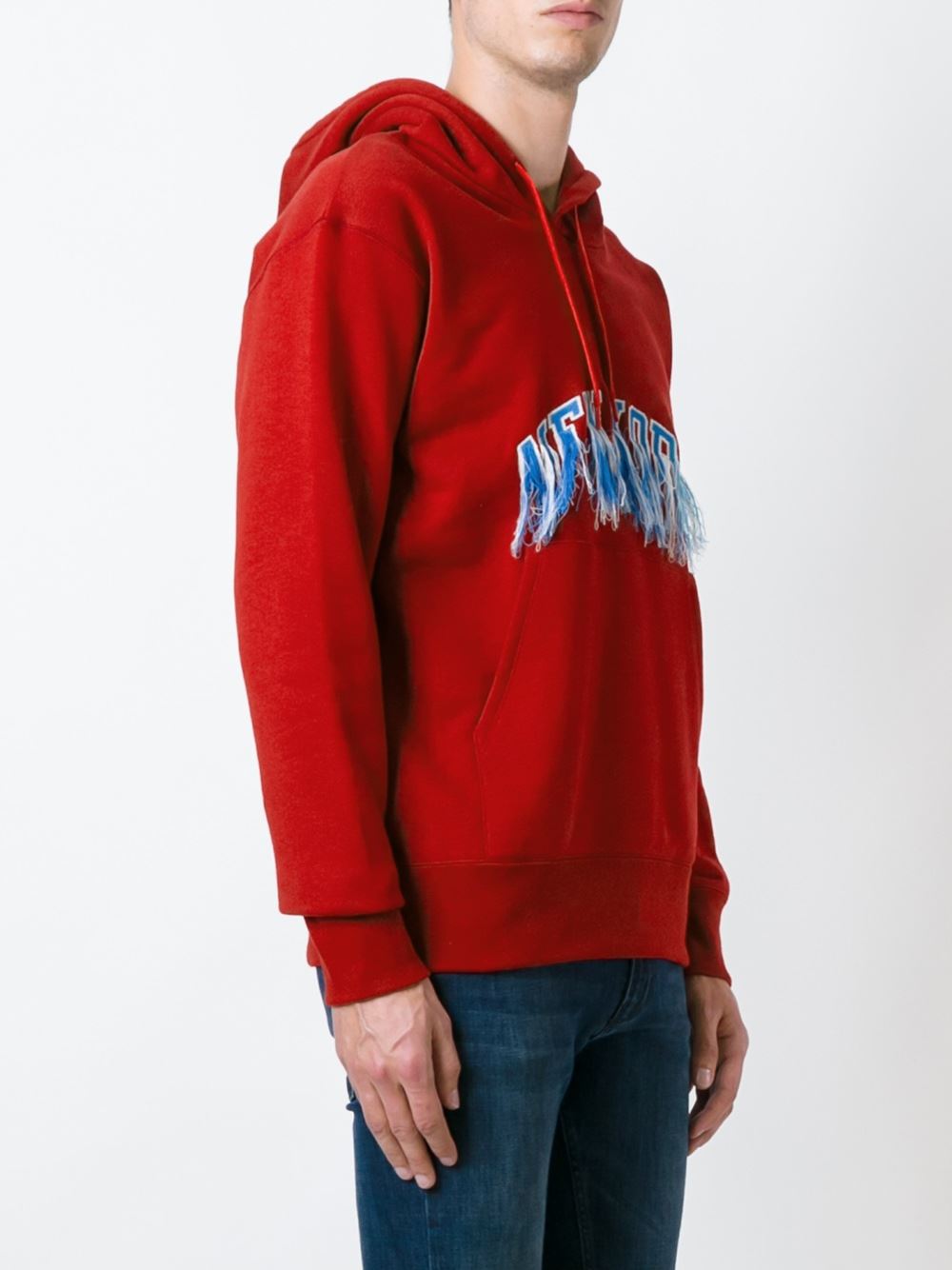 'New York' exposed stitch hoodie