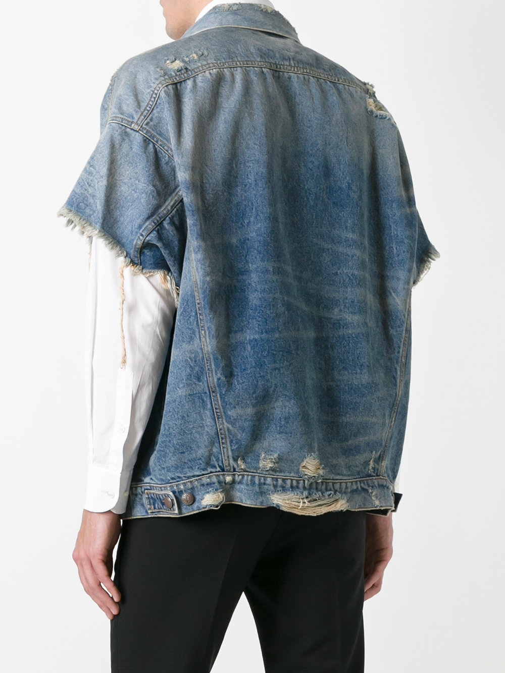 frayed shortsleeved denim jacket