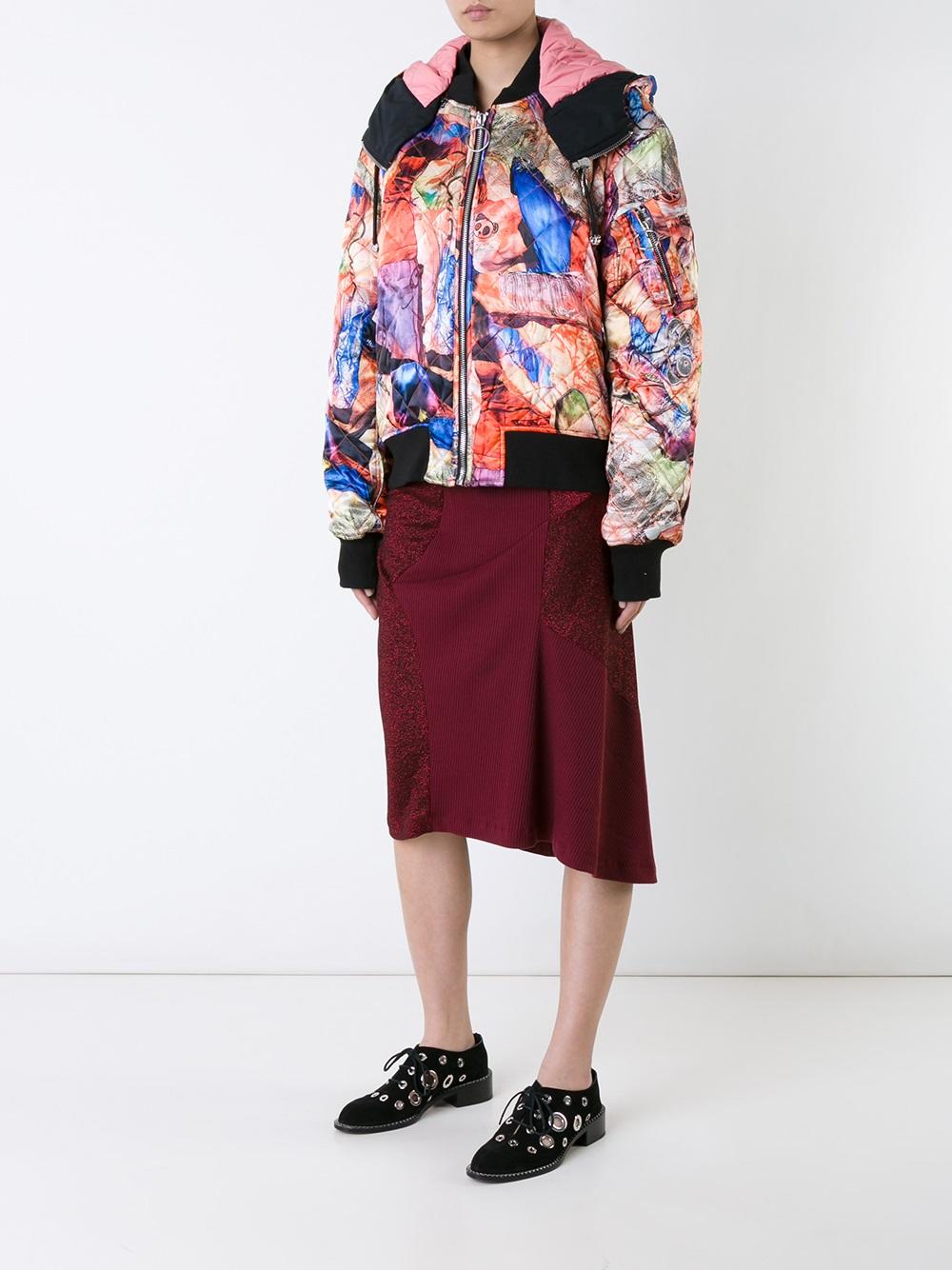 multiple prints quilted bomber