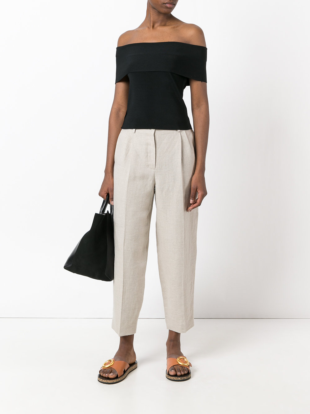 pleated detail cropped trousers