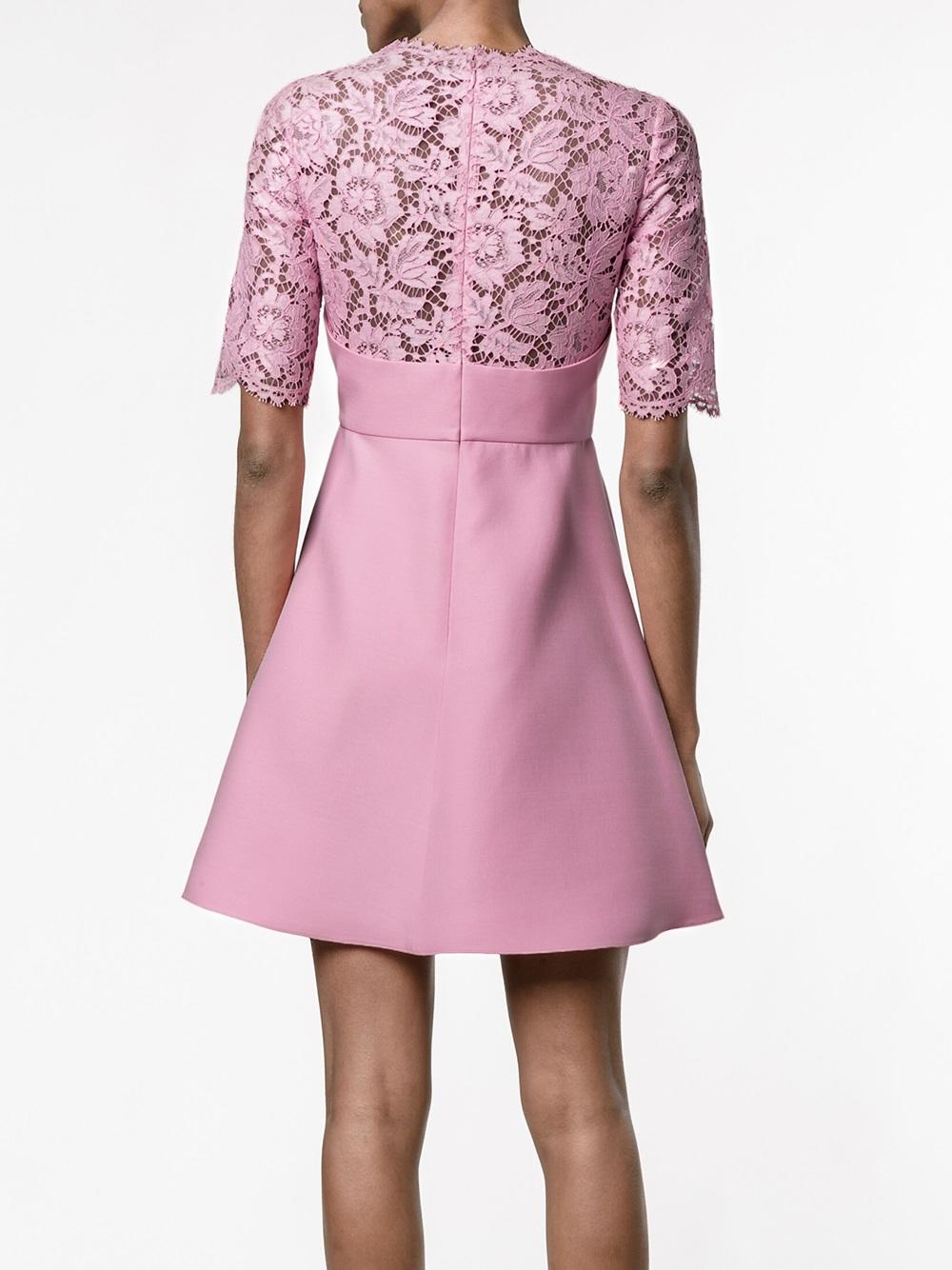 corded lace and crepe mini dress