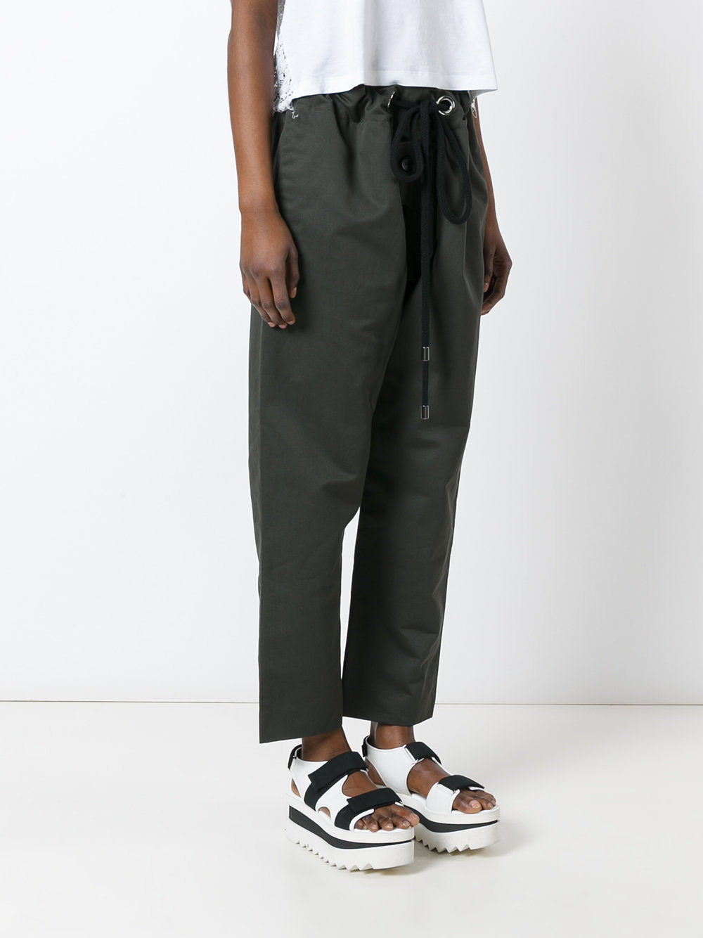 drawstring cropped trousers