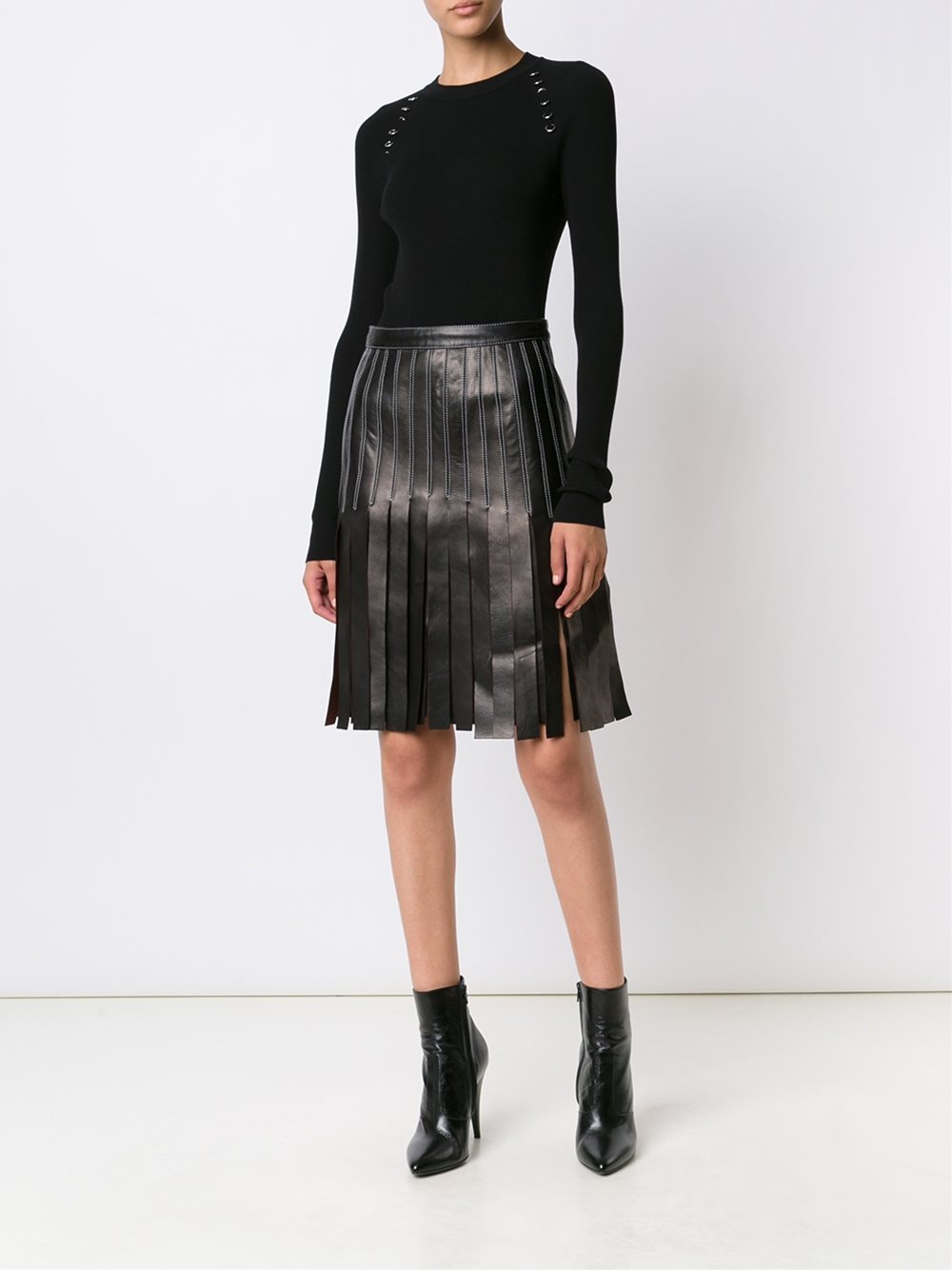 ribbed eyelet detail jumper