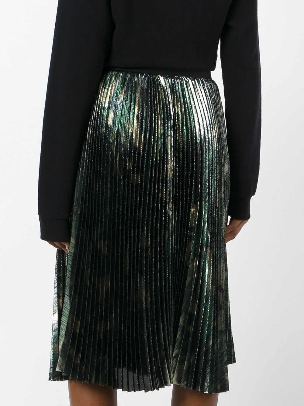 metallic effect pleated skirt