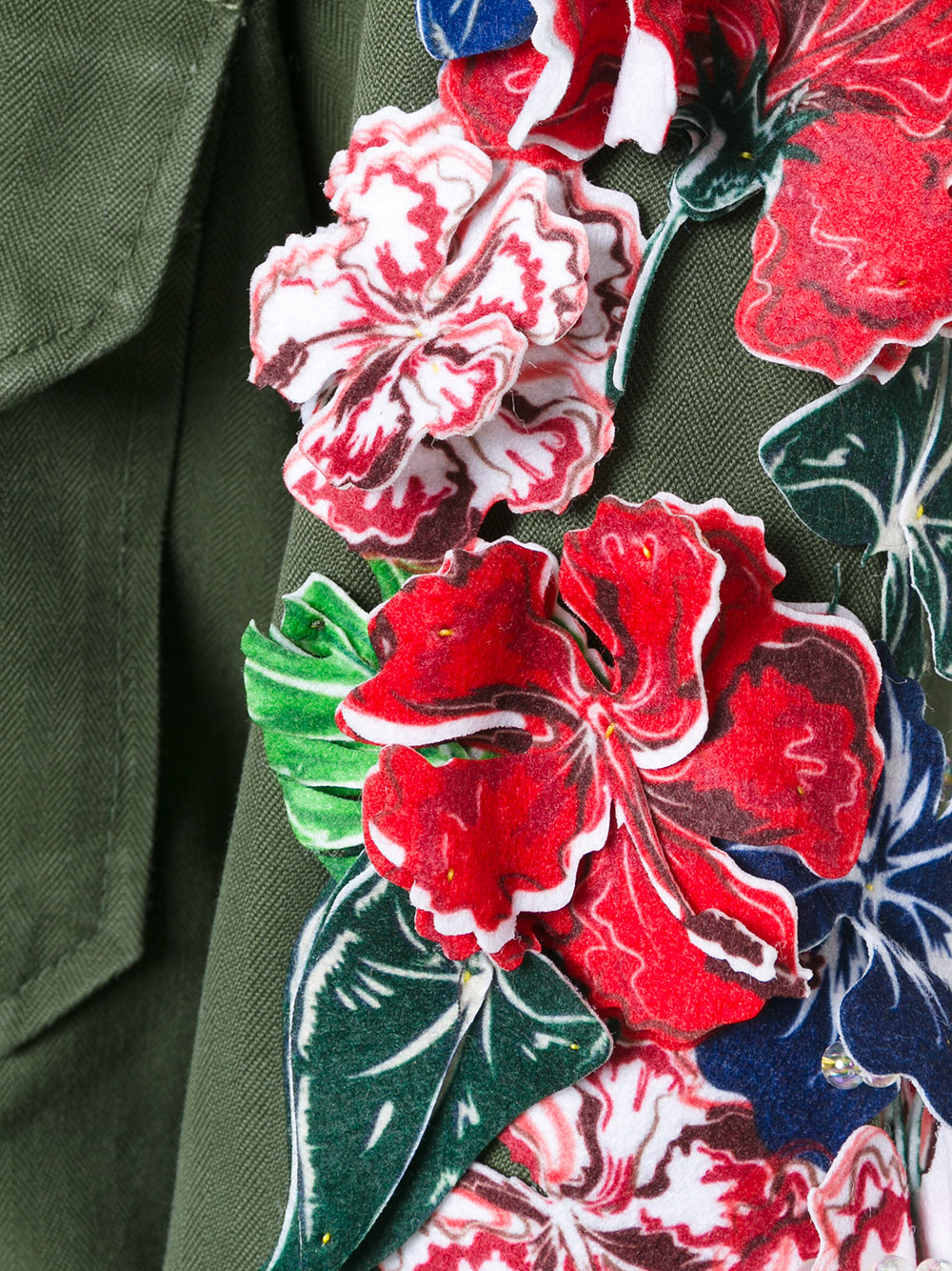 3D Hibiscus military jacket