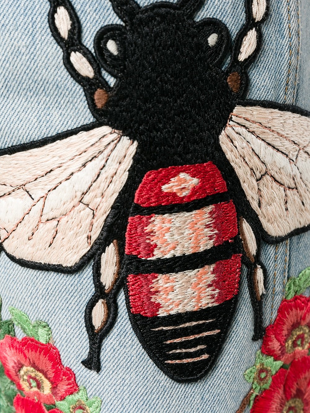 embroidered stone bleached jeans 