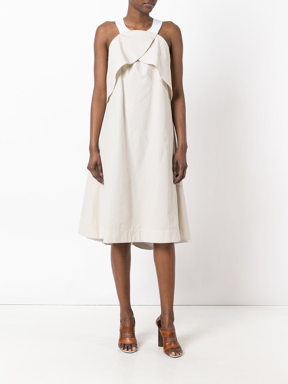 asymmetric pleat A-line dress