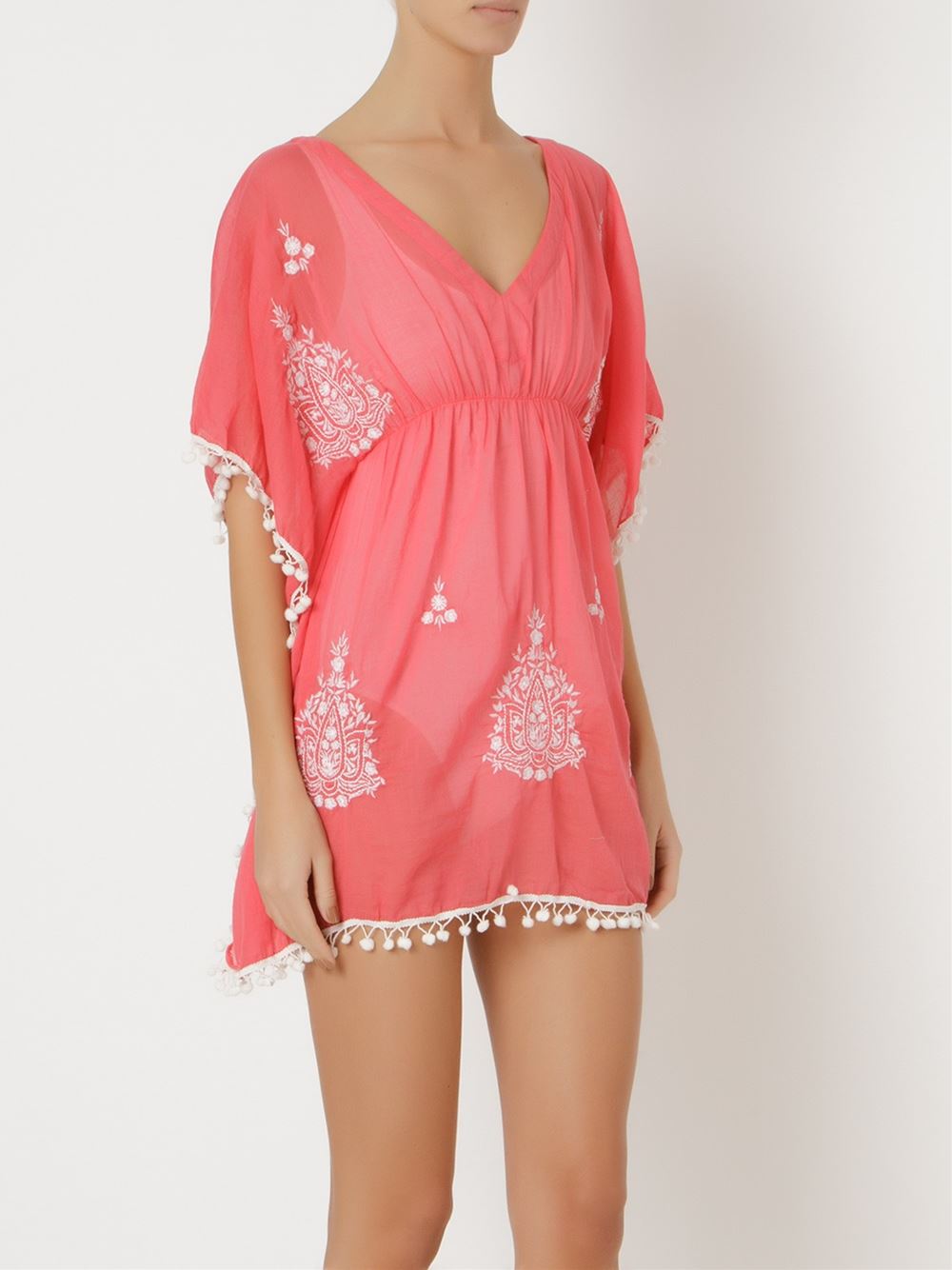 v-neck embroidered kaftan