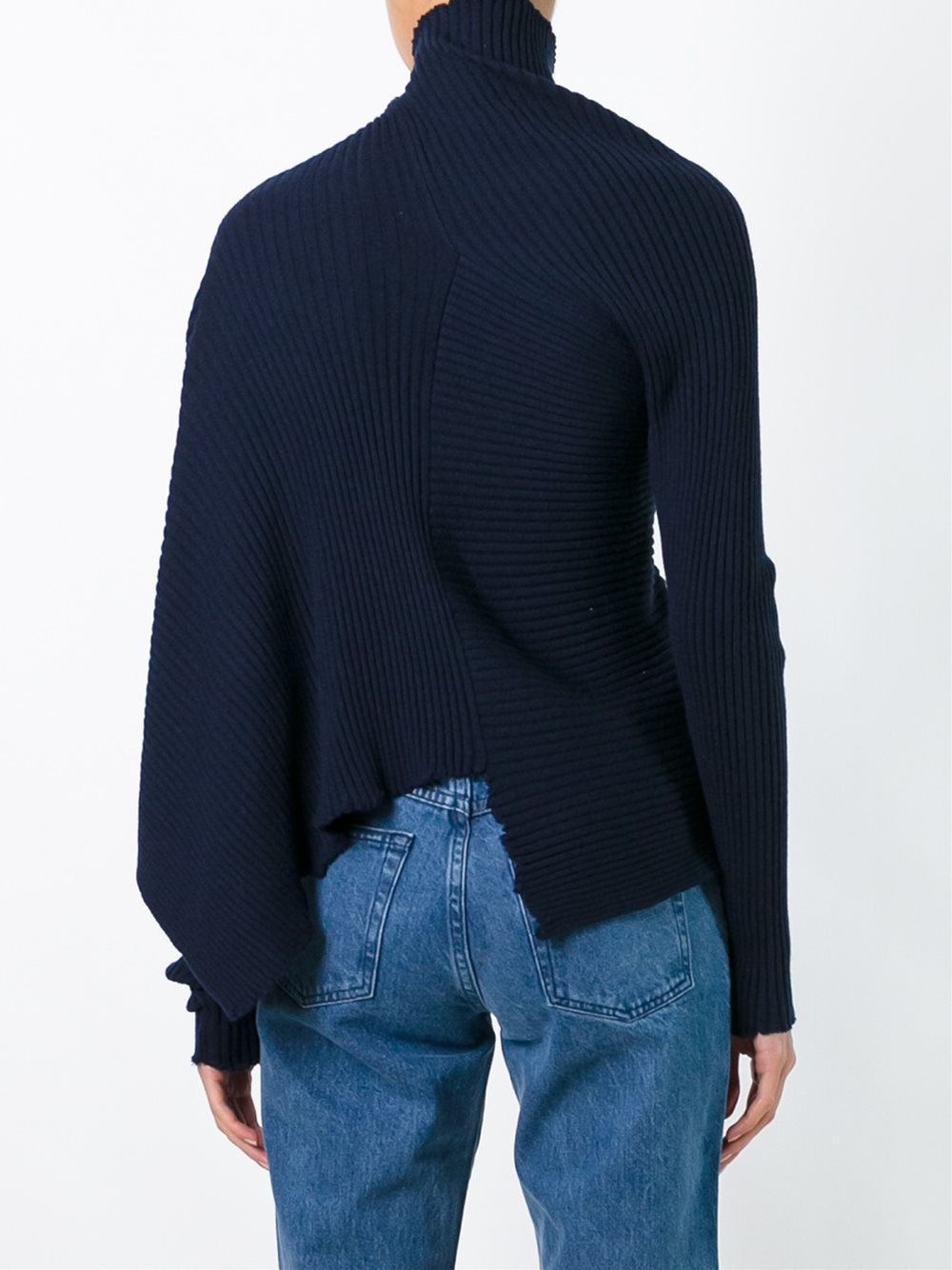asymmetric sleeve ribbed top