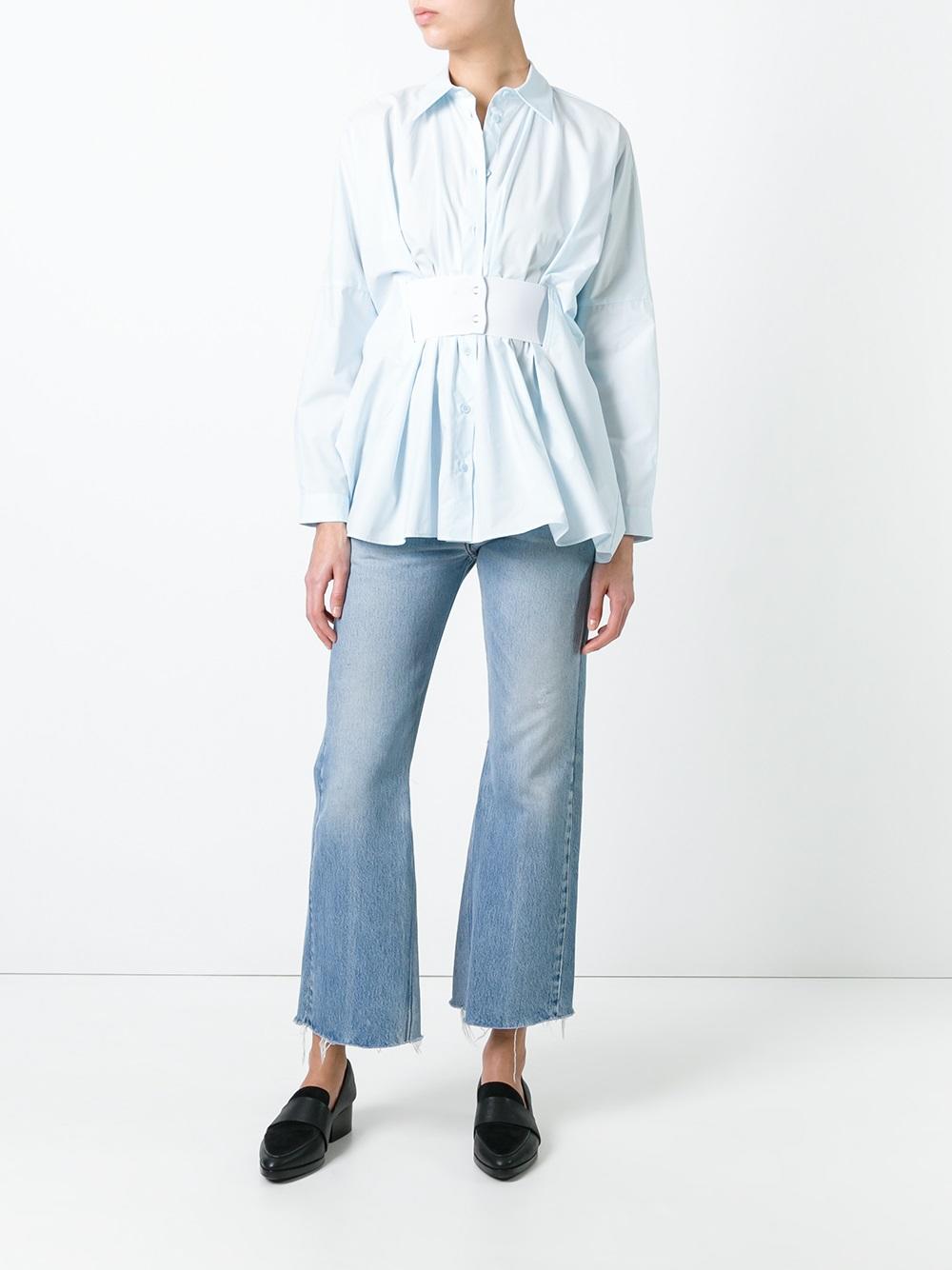 belt pleated shirt