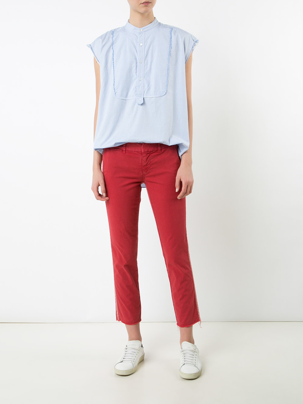 stripe detail cropped trousers