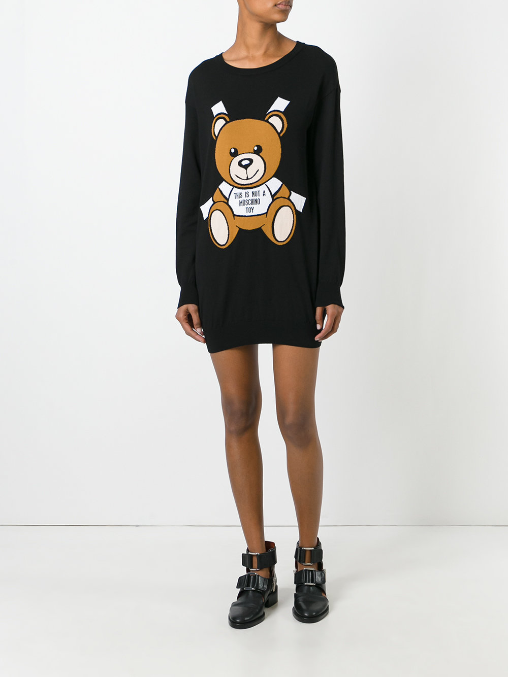 toy bear paper cut out intarsia sweater dress