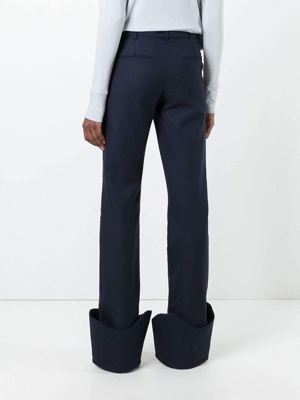 folded hem slim fit trousers