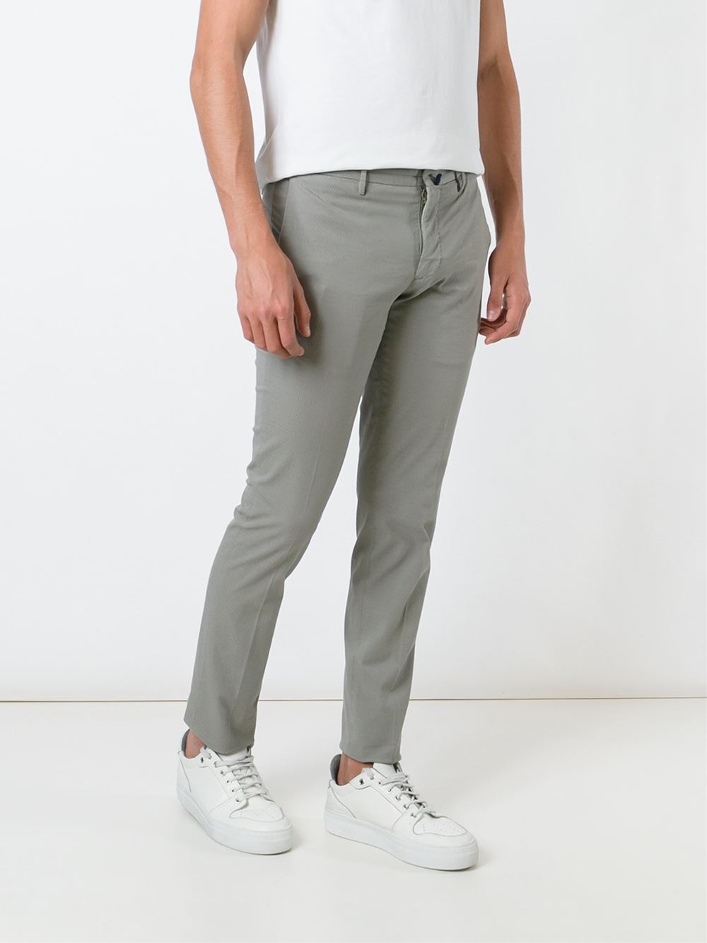 pleated skinny chinos