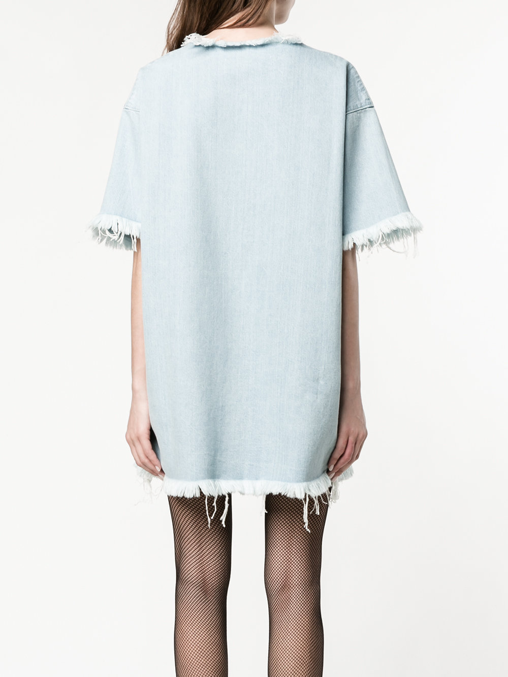 Boxy Fit Frayed Hem Denim Dress 