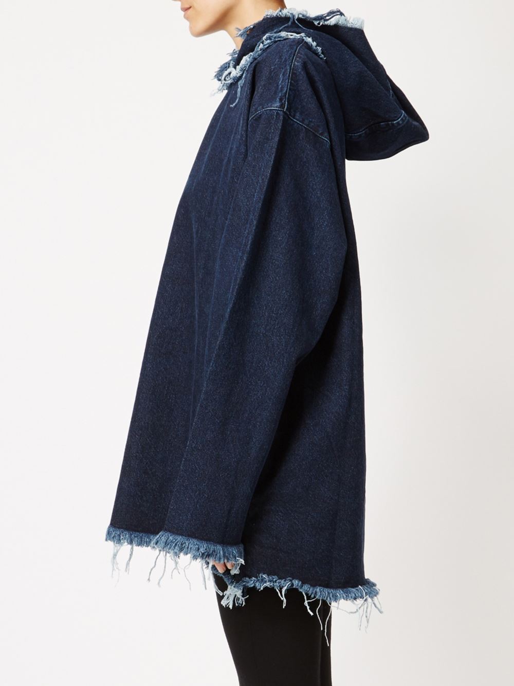 frayed denim hoodie