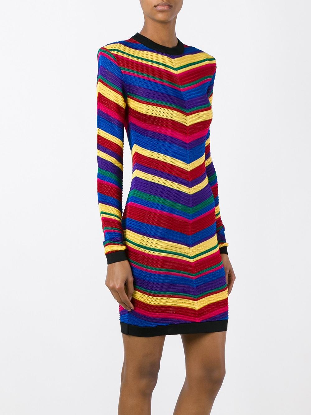 angled shoulder stripe dress