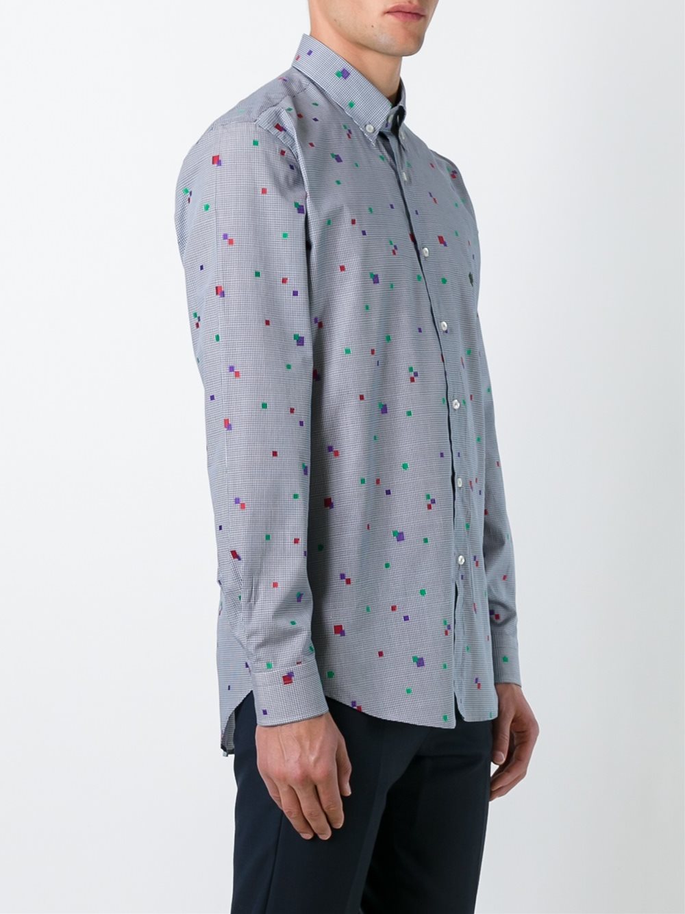 checked embroidered shirt