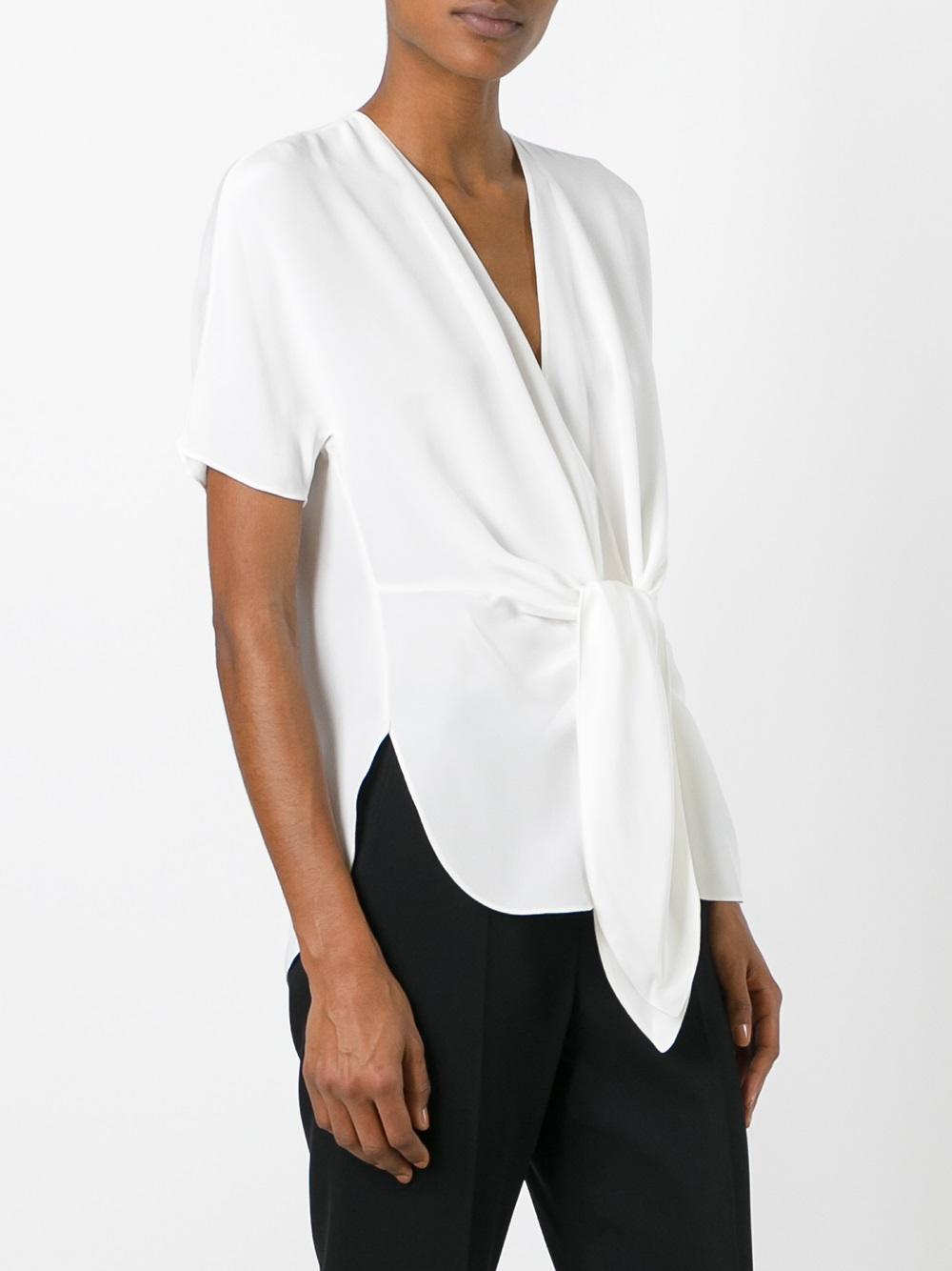 tie-front shortsleeved blouse