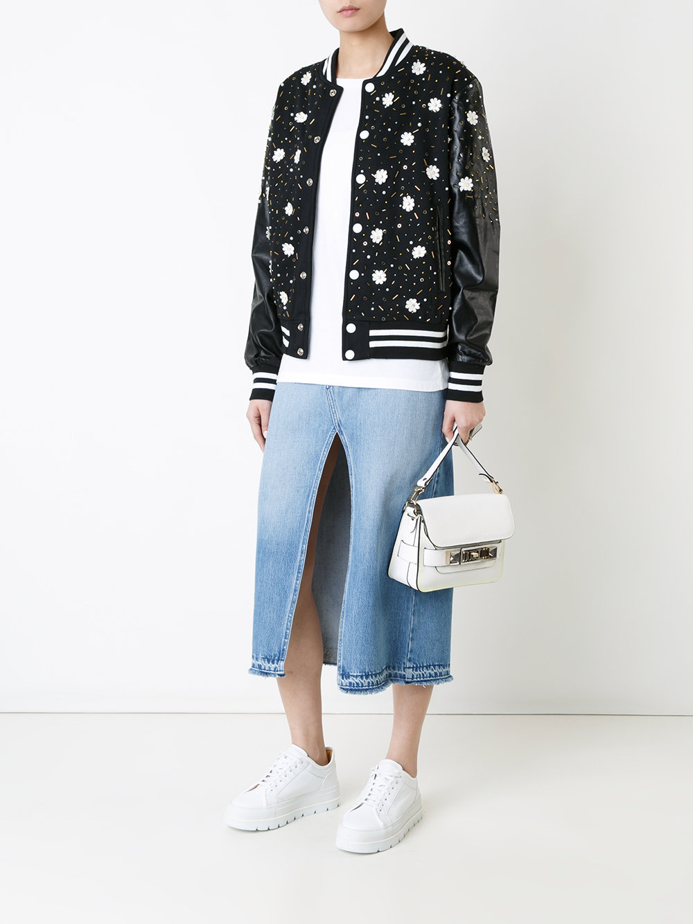 floral embellishment bomber jacket