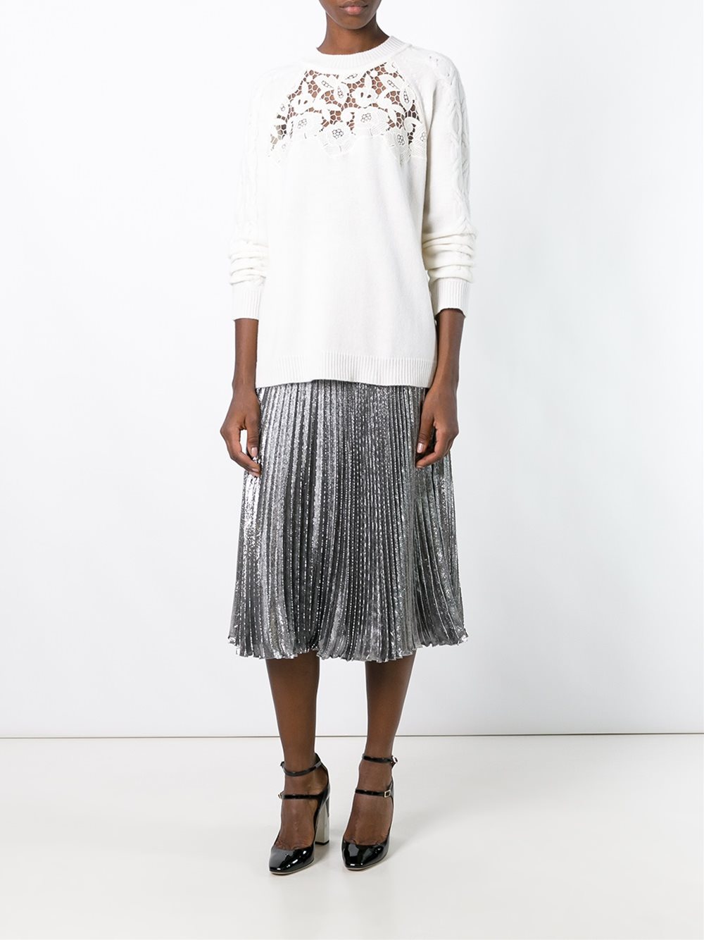 lace panel pullover
