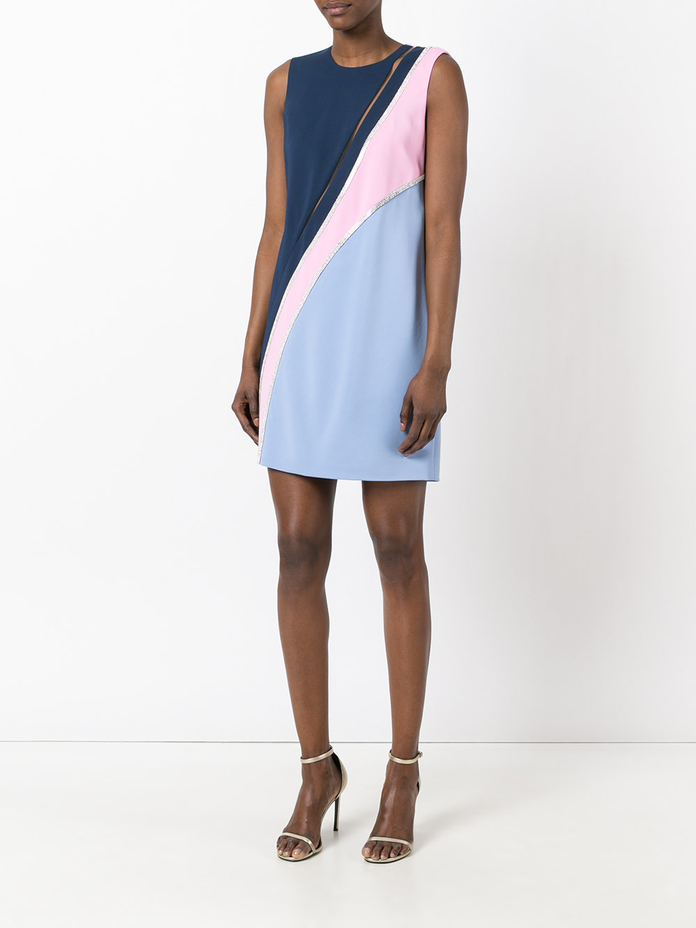 crystal-mesh colour block dress