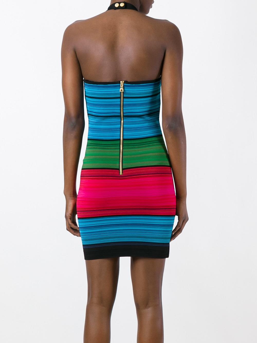 halterneck colour block dress