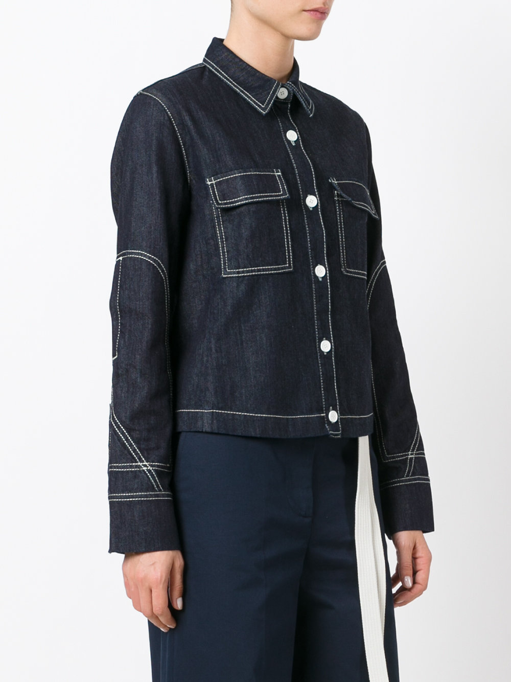 contrast stitch denim jacket