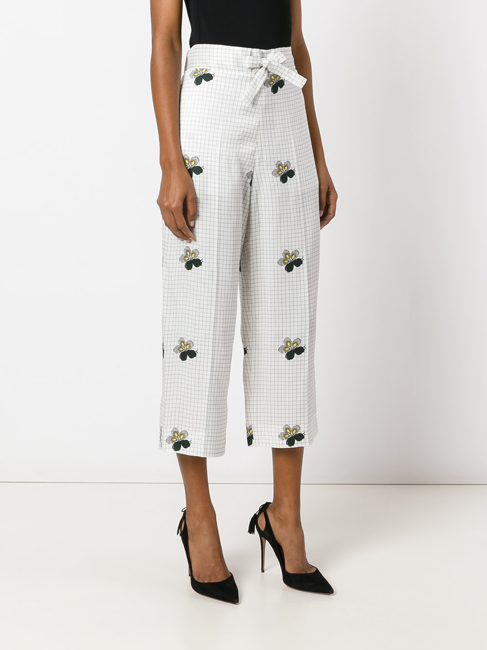 checked cropped trousers 