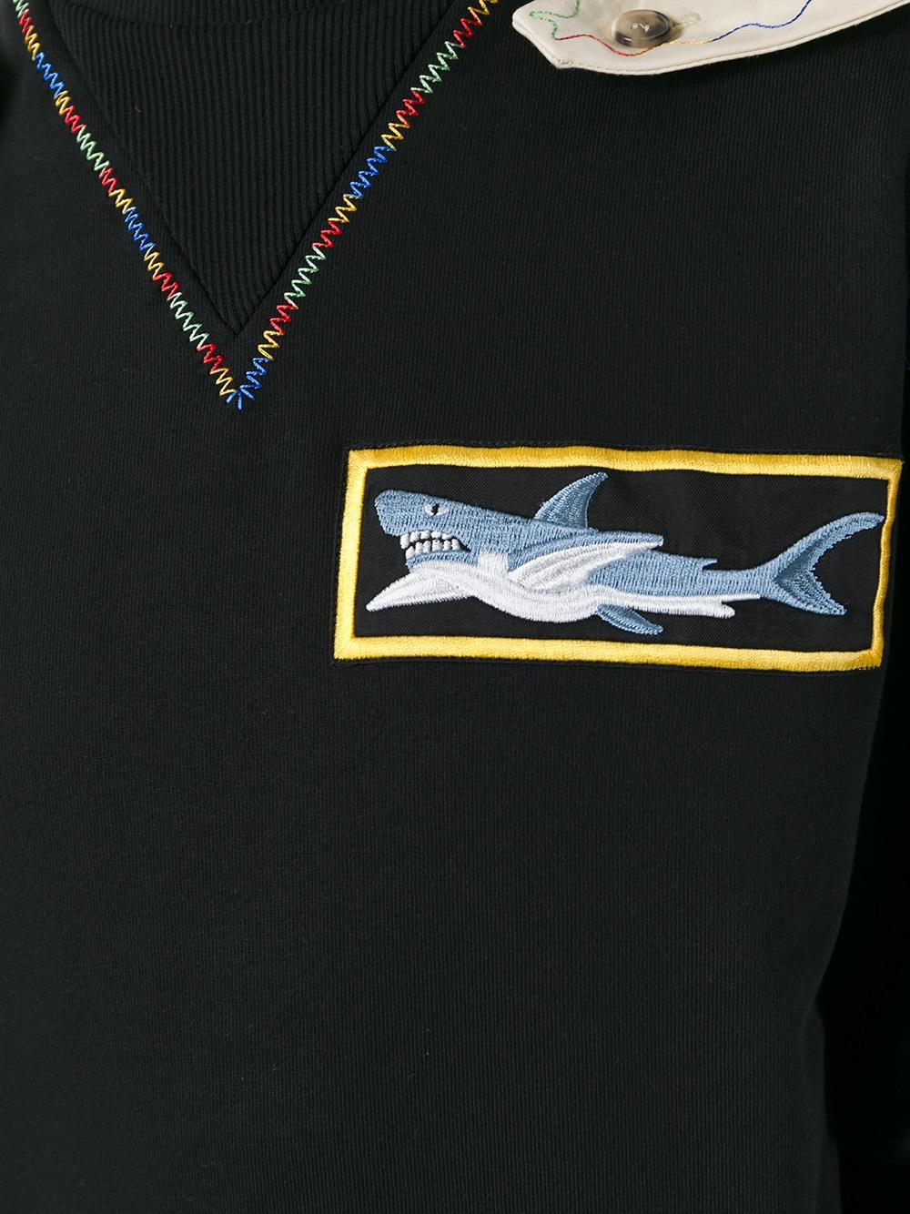 shark patch draped hoodie