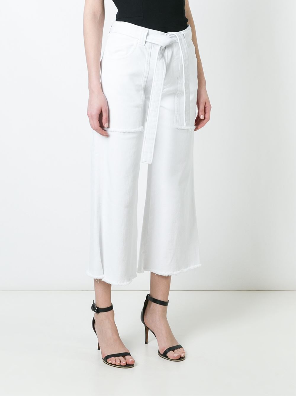 tie waist cropped wide-leg jeans