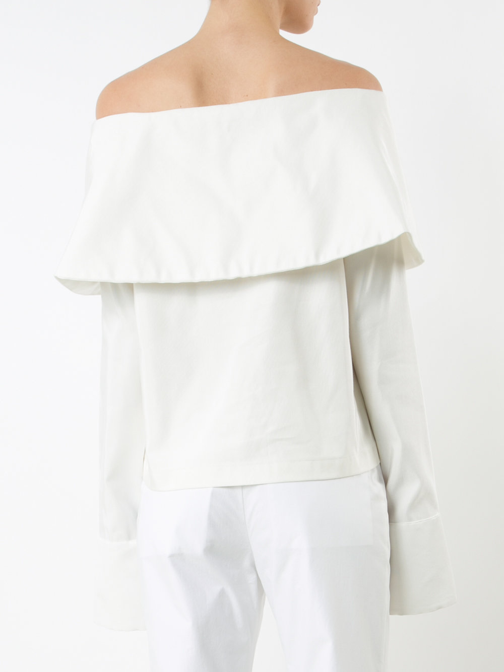 off-shoulder bell sleeve blouse