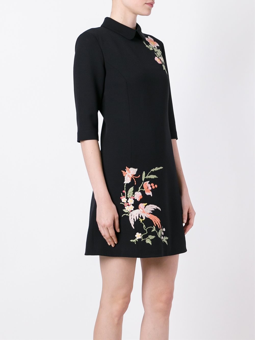 floral embroidery flared dress