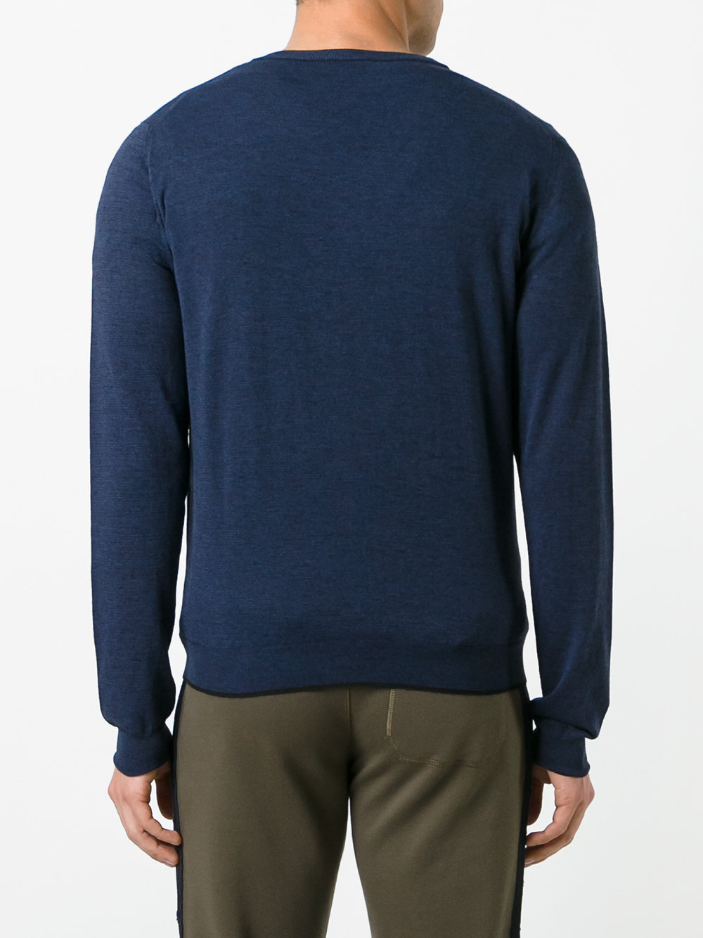 three material V-neck jumper